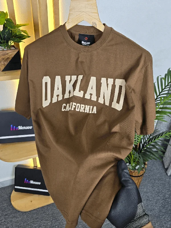 Mensoo New City Over Sized T Shirt Brown Sleek Men's Metallic