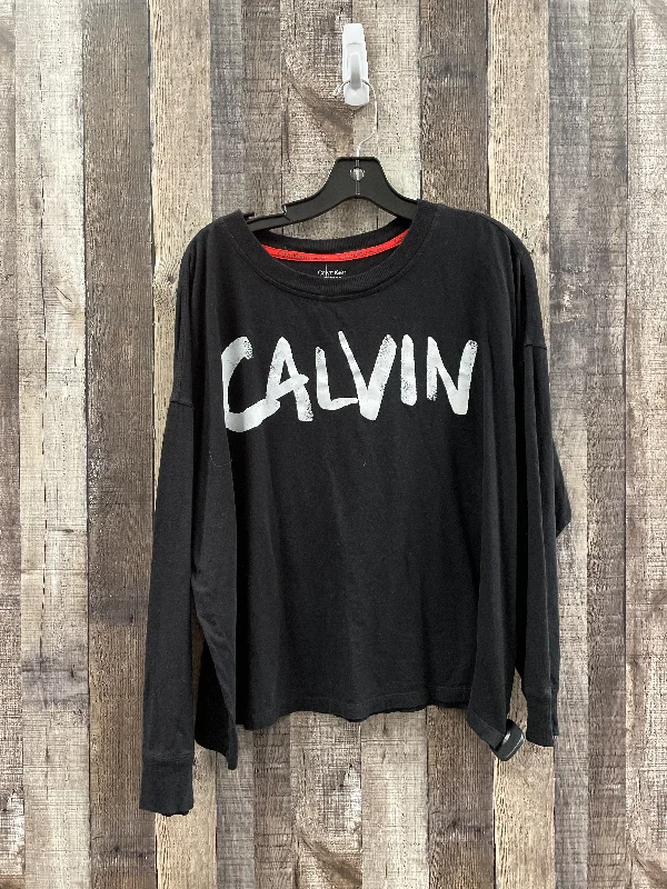 Athletic Top Long Sleeve Crewneck By Calvin Klein In Black & White, Size: 3x Relaxed Men's Australian 