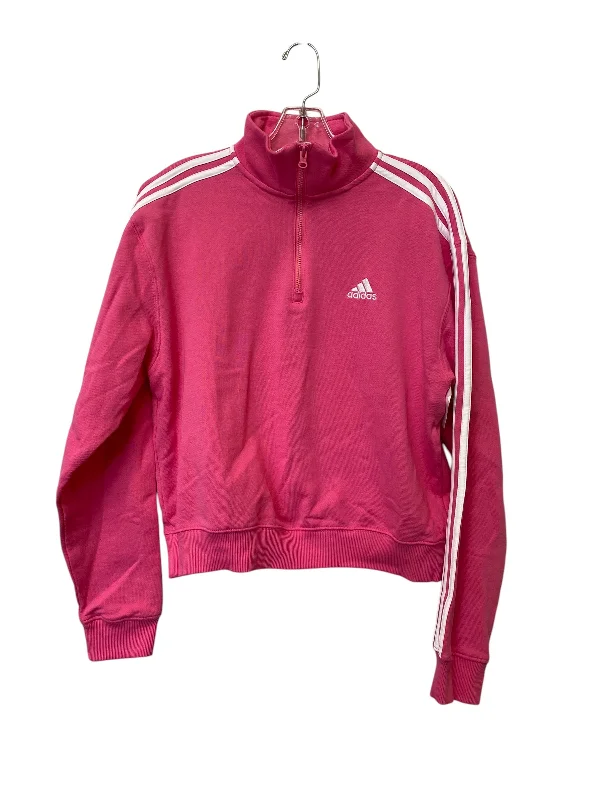 Athletic Jacket By Adidas In Pink & White, Size: M Relaxed Men's Beach