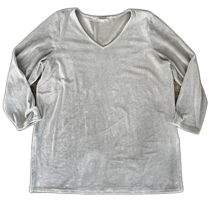 Top Long Sleeve By Pure Jill In Grey, Size: Xl Preppy Men's College