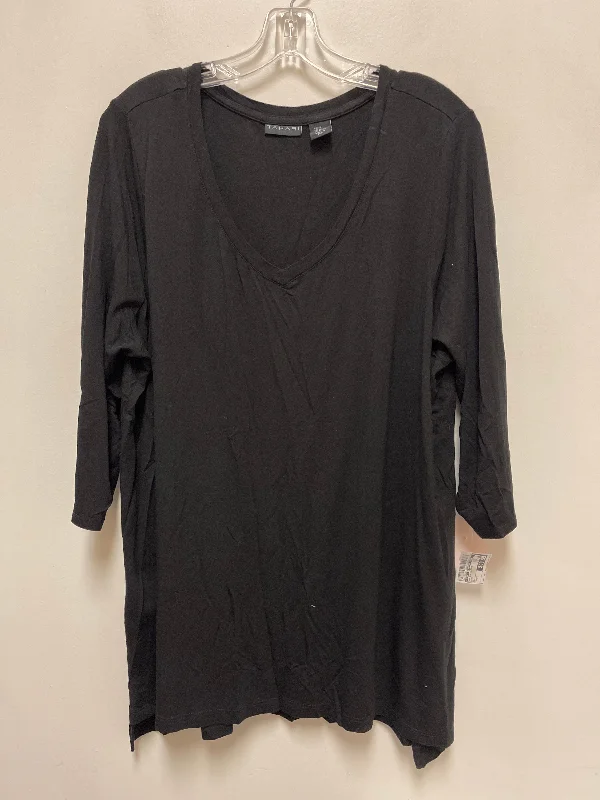 Top 3/4 Sleeve By Tahari By Arthur Levine In Black, Size: 2x Classic Men's Pin