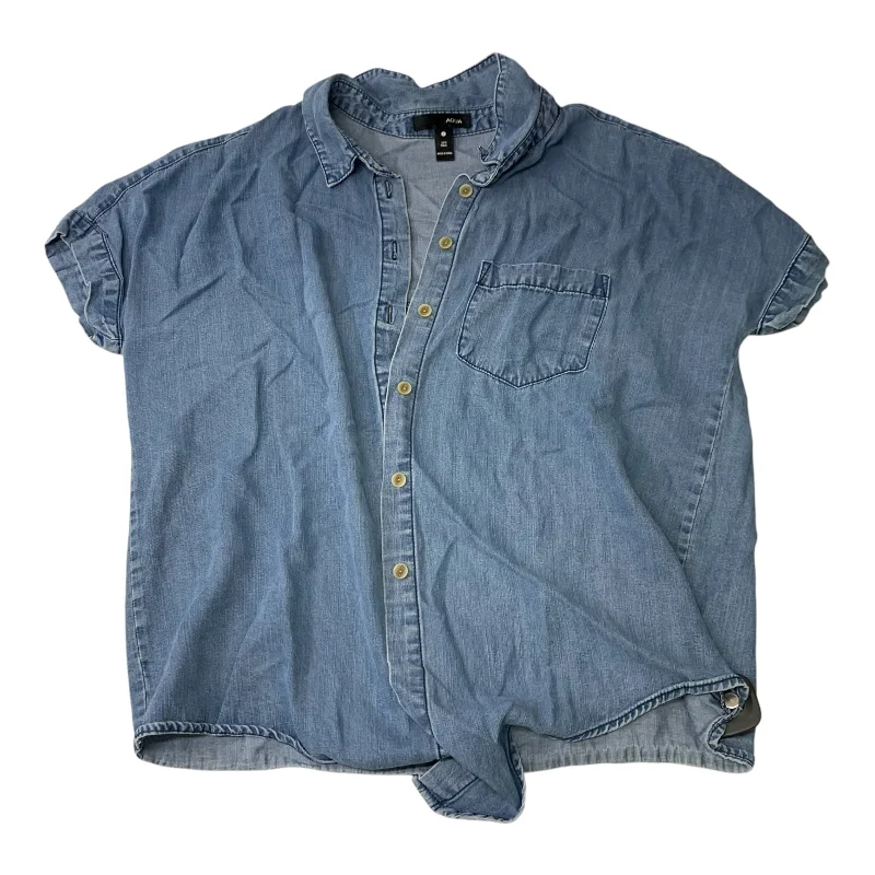 Top Short Sleeve By Aqua In Blue Denim, Size: S Sleek Men's Contemporary 