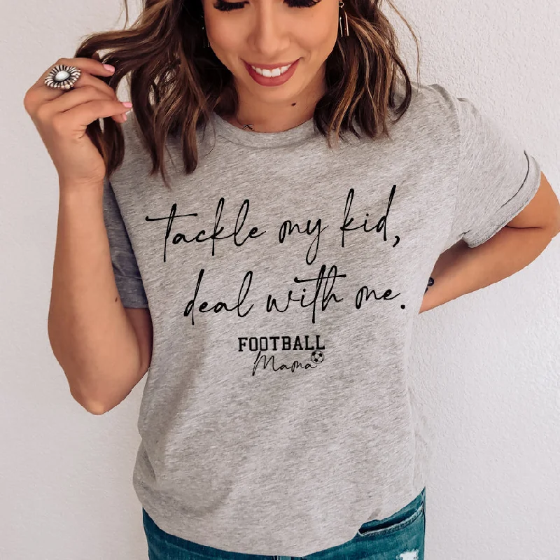 Tackle My Kid Football Mama T-Shirt Cool Men's Distressed