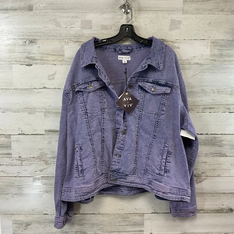 Jacket Denim By Ava & Viv In Purple, Size: 3x Beach