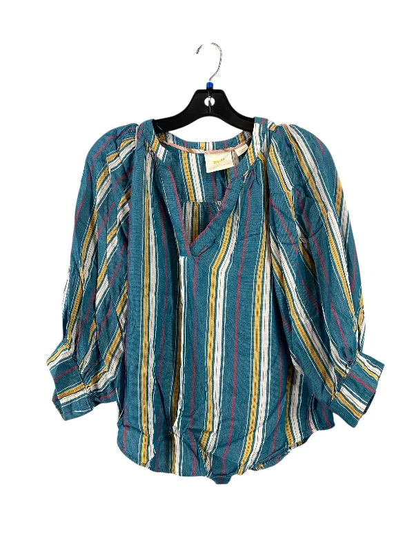 Top Short Sleeve By Maeve In Striped Pattern, Size: Xs Minimalist Men's Casual 