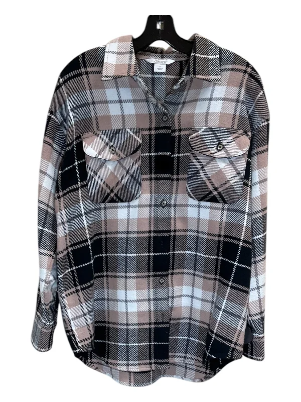 Jacket Shirt By Natural Reflections In Black & Tan, Size: S Cozy Men's Winter