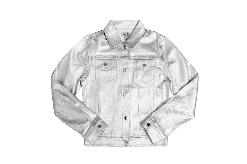 Silver Metallic Jacket Practical Men's Multi