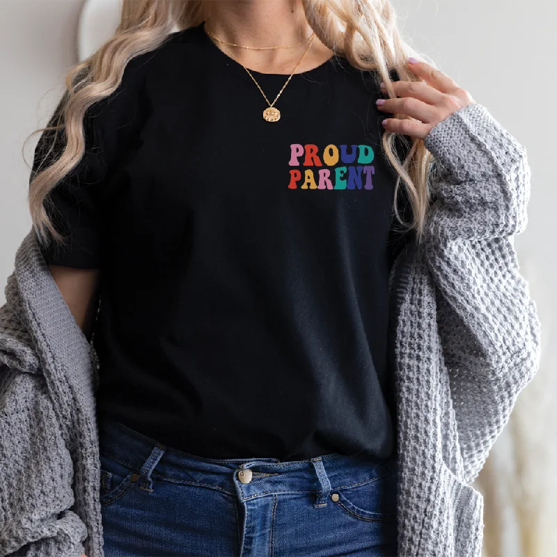 Proud Parent Pride Pocket Logo Black T-Shirt Rugged Men's Outdoor 