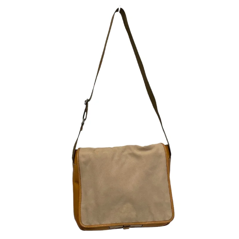 PRADA/Cross Body Bag/Leather/CML/satchel leather and canvas Trendy Men's Oversized
