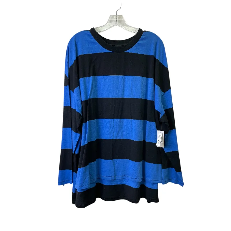 Top Ls By Bp In Black & Blue, Size:1X Laid