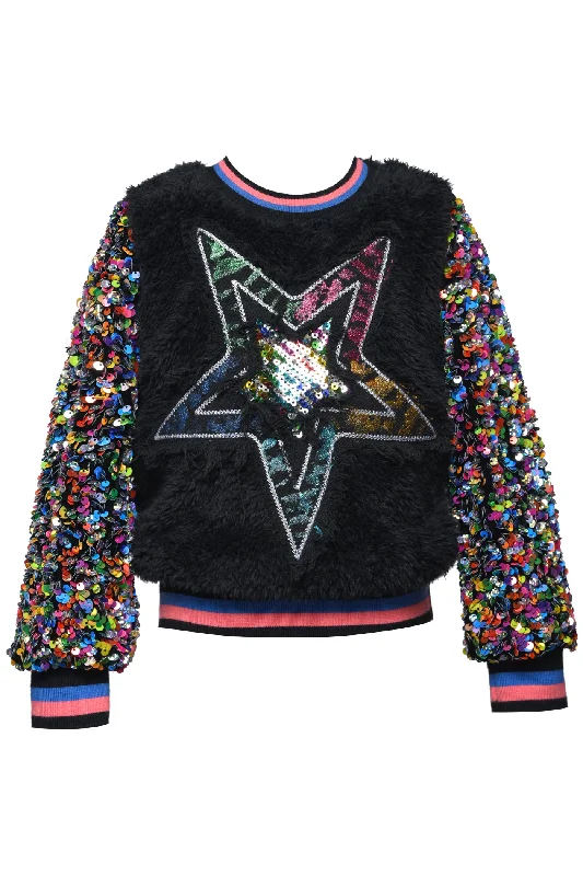 Sherpa Sequin Sleeve Top Confident Men's High