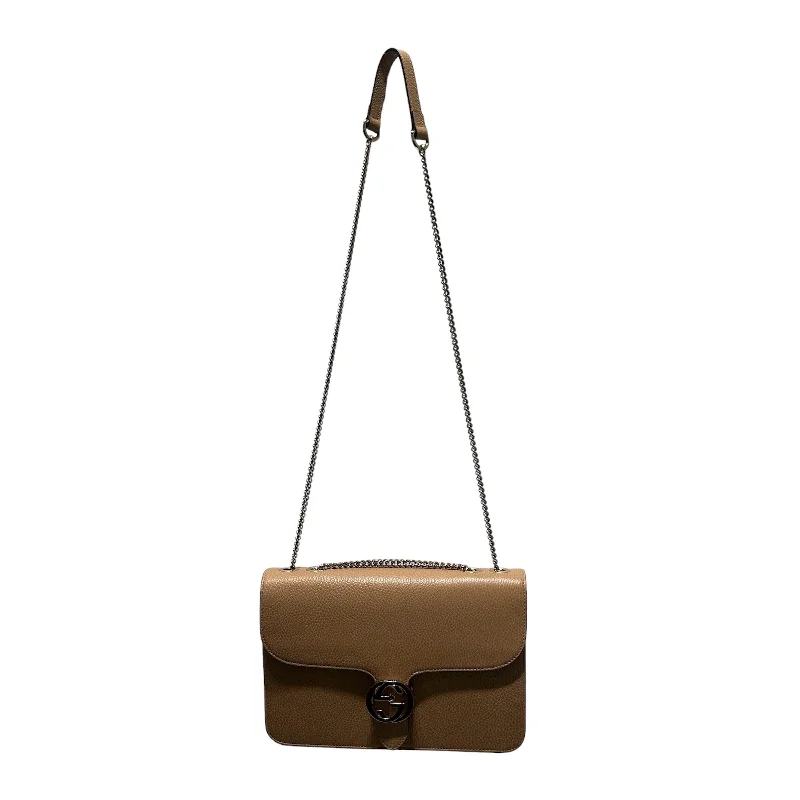 GUCCI/Cross Body Bag/M/Leather/BEG/crossbody interlocking clasp Rugged Men's Outdoor 