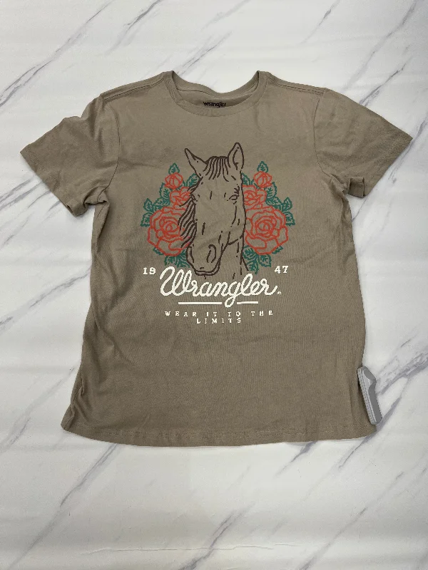 Top Short Sleeve By Wrangler In Tan, Size: S Unique Men's Upcycled