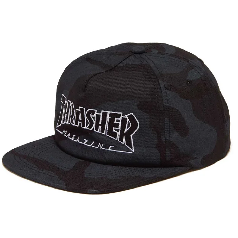 Thrasher Outlined Snapback Hat Black Camo Sleek Men's Contemporary 