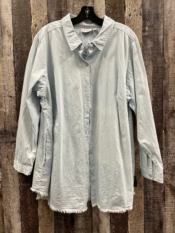 Top Long Sleeve By Joan Rivers In Blue, Size: 2x Organic