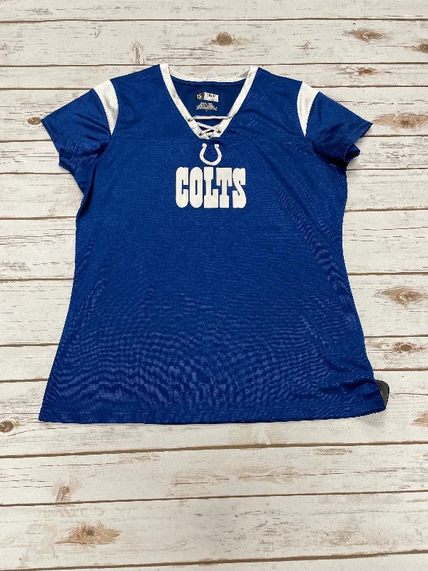 Athletic Top Short Sleeve By Nfl In Blue, Size: L Unique Men's Upcycled