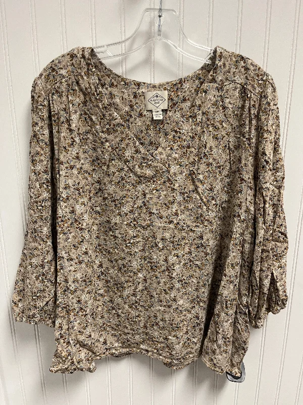 Top Long Sleeve By St Johns Bay In Floral Print, Size: 1x Trendy Men's Bucket