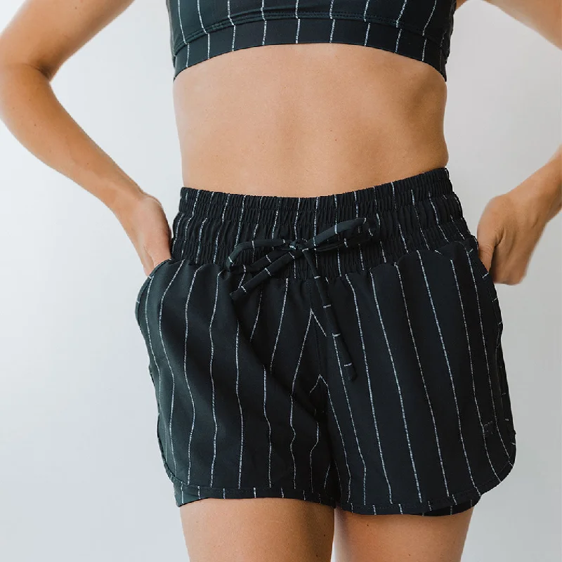Navy Pinstripe Lunge Shorts Athletic Men's Compression