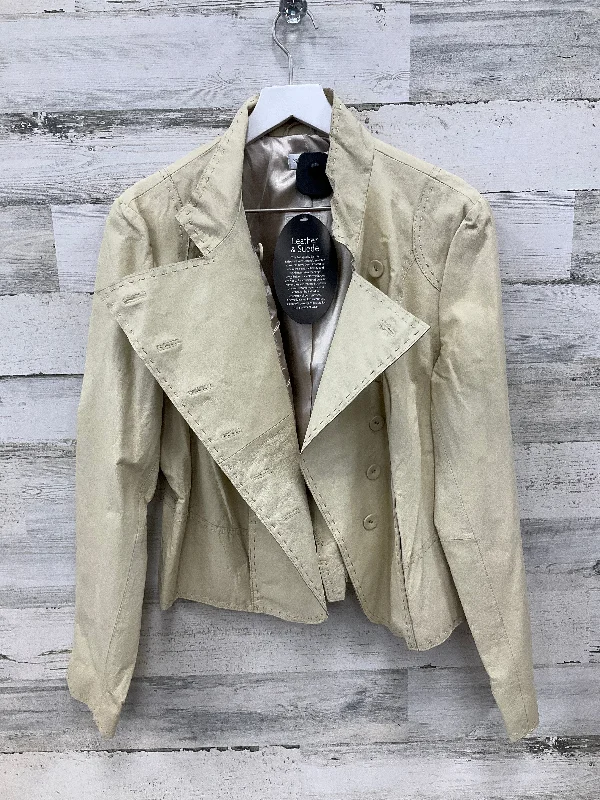 Jacket Moto Leather By Newport News In Cream, Size: 1x Traditional Men's Country