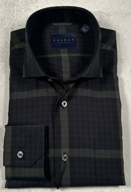 Calder Carmel Luxury 100's Exploded Blackwatch Tartan Sport Shirt in Black Bold Men's Animal