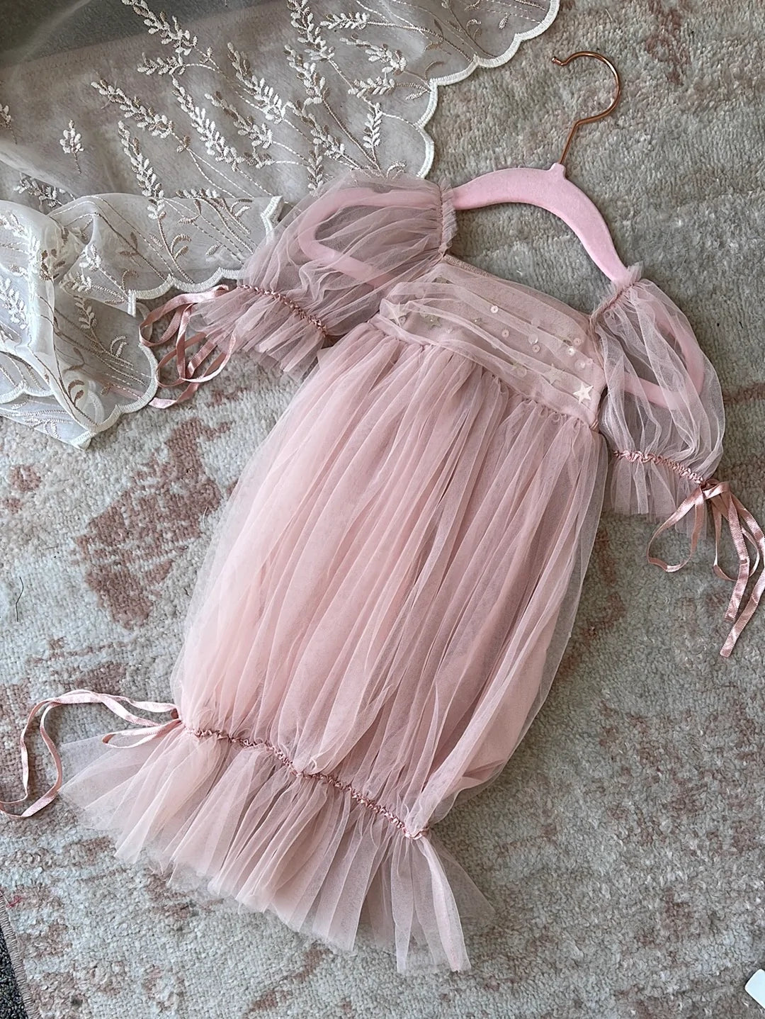 Cascading Babydoll Gown in Blush Traditional Men's Country