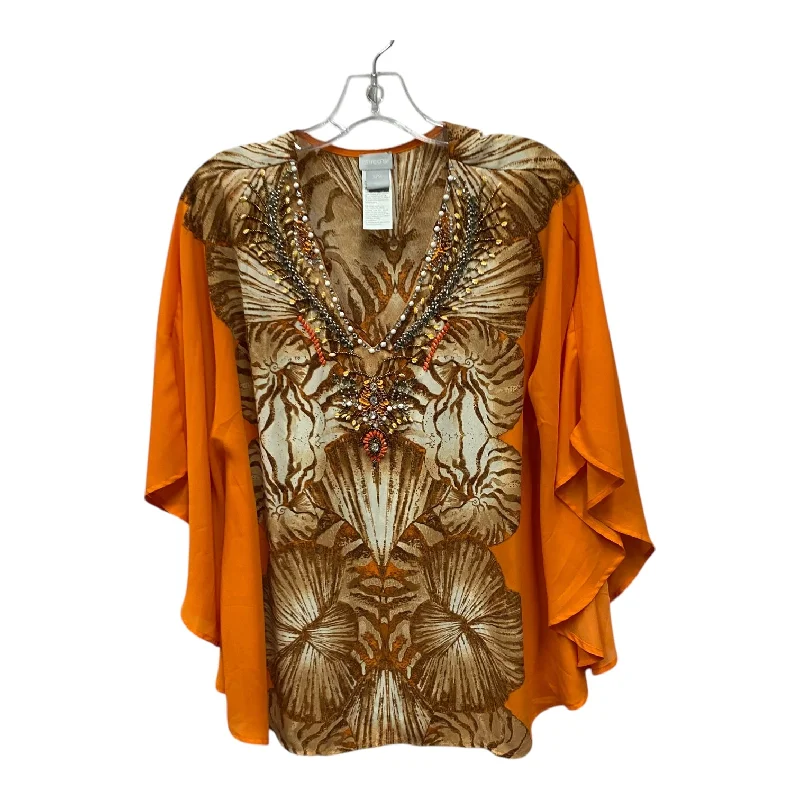 Top Ss By Chicos In Orange, Size:S Traditional Men's Country