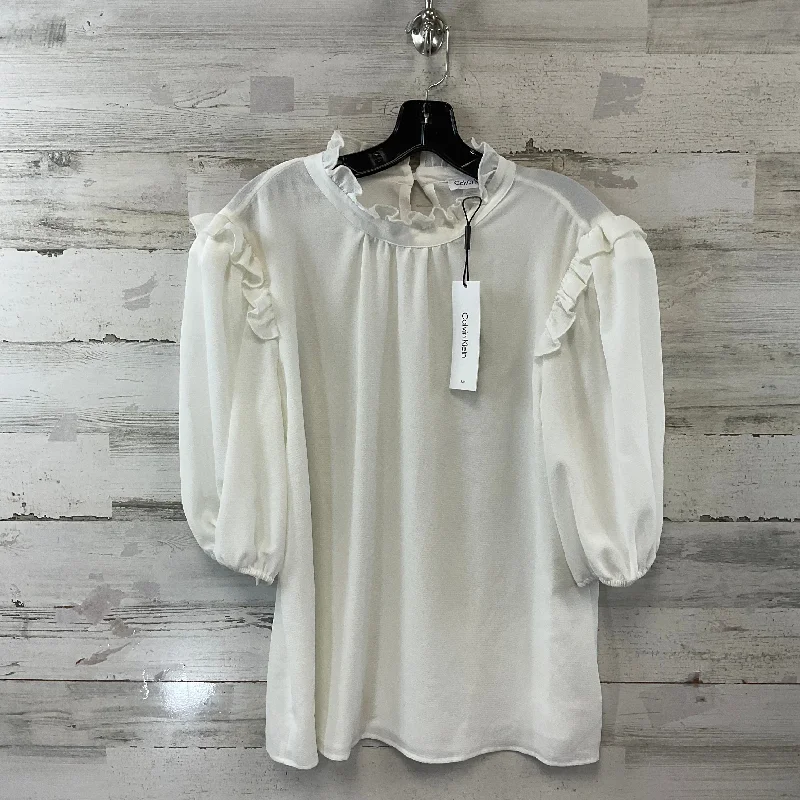 Top Short Sleeve By Calvin Klein In White, Size: Xl Relaxed Men's Beach