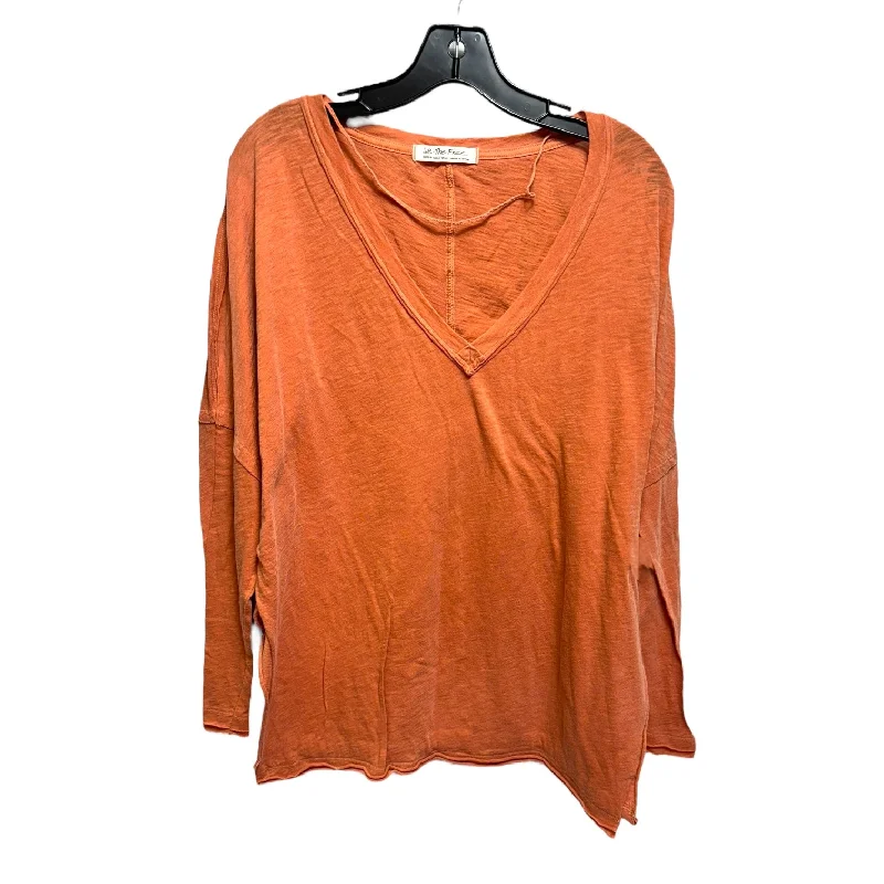 On My Mind Long Sleeve Slouchy V-neck Top/Tee By We The Free In Burnt Clay, Size: M Cozy Men's Winter