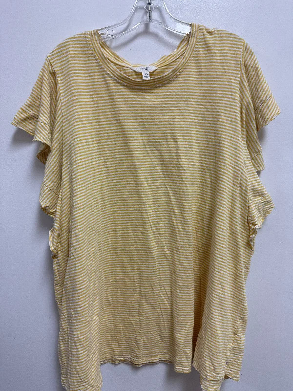 Top Short Sleeve By Terra & Sky In Yellow, Size: 2x Cool Men's Skate