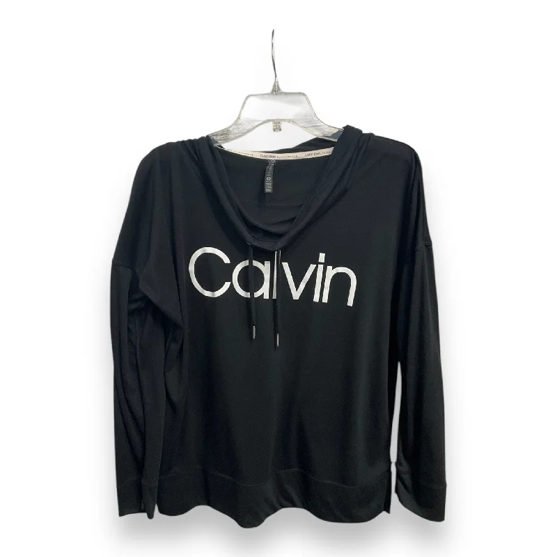 Athletic Top Long Sleeve Collar By Calvin Klein In Black, Size: M Hip Men's Urban