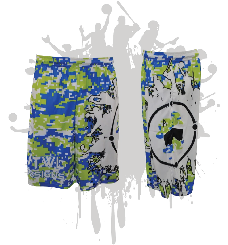 Splatter Splash Digital Camo Mens Full Dye Shorts Royal/Lime/White Youthful Men's Anime