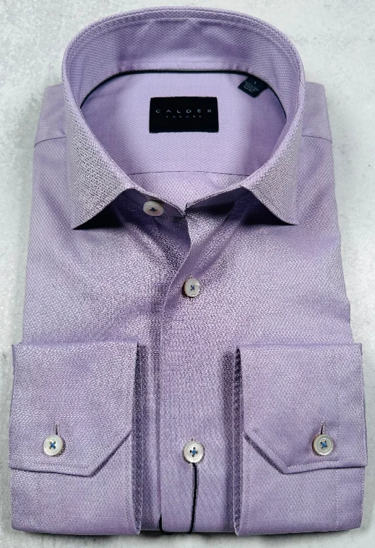 Calder Carmel Luxury 120's Micro Dobby Parque Solid Sport Shirt in Lavender Organic