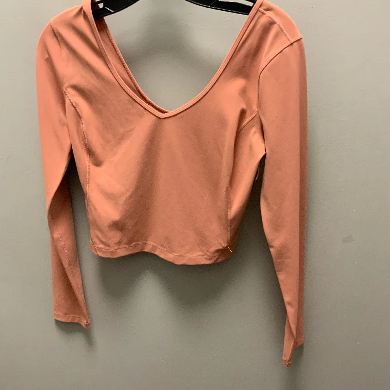 Athletic Top Long Sleeve Crewneck By Lululemon In Orange, Size: S Preppy Men's College