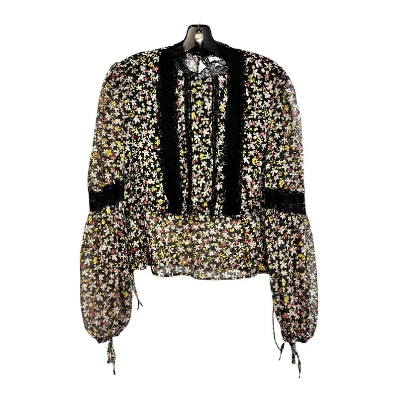 Top Long Sleeve By Top Shop In Floral, Size: S Tailored