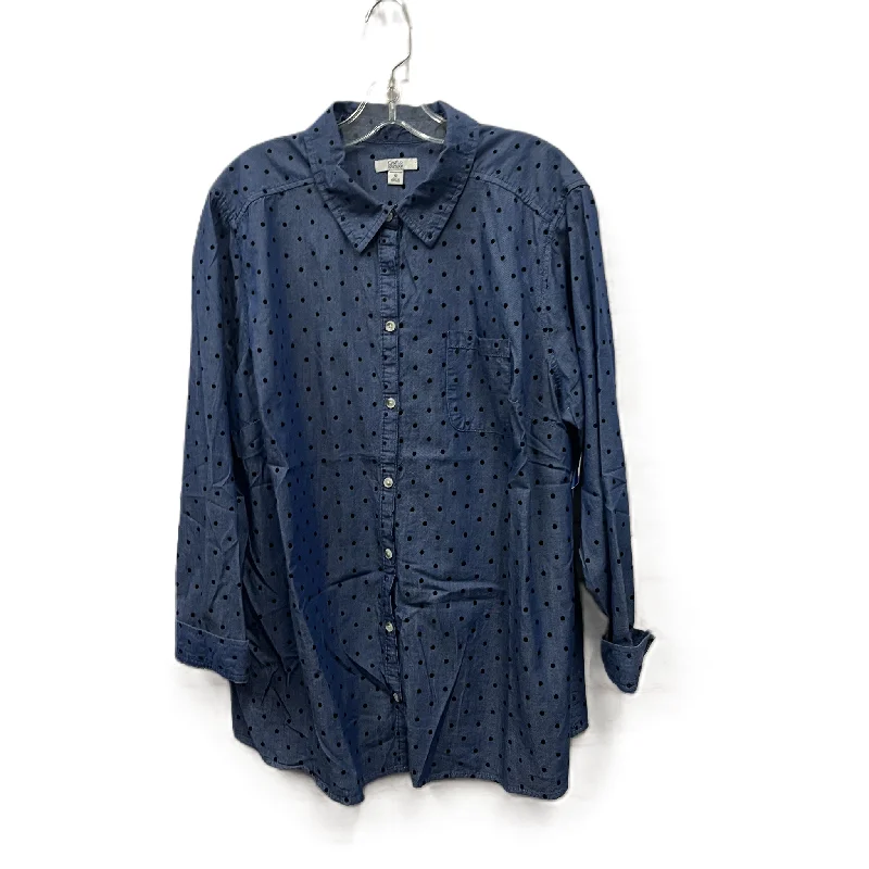 Top Long Sleeve By Croft And Barrow In Blue, Size: 2x Dapper Men's 1920S