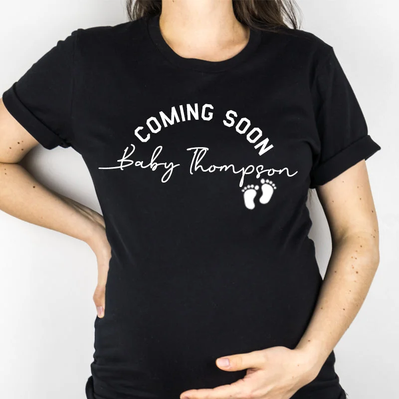 Coming Soon Personalised Baby Announcement T-Shirt Modern Men's Geometric