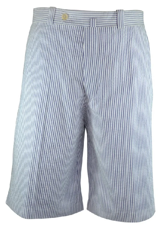 Monterey Cotton Seersucker Shorts - Navy Traditional Men's Wool