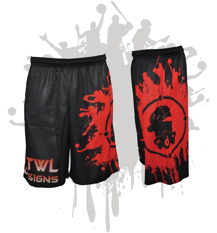 Splatter Splash Mens Full Dye Shorts Black/Red Bohemian Men's Free