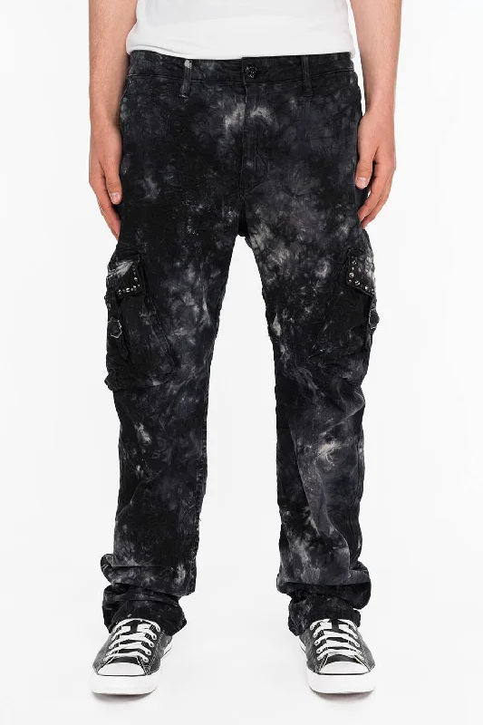 ROBINS NEW MILITARY STYLE CARGO PANTS IN ASTROBLACK WASH WITH STUDS AND CRYSTALS Beach