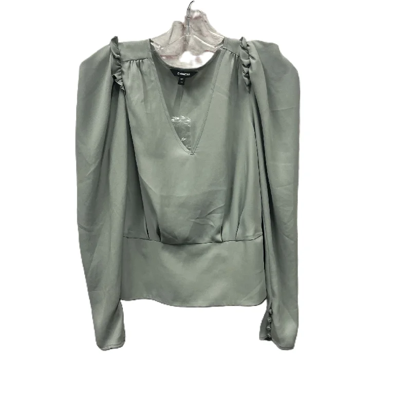 Top Long Sleeve By Express In Grey, Size: Xs Sleek Men's Metallic