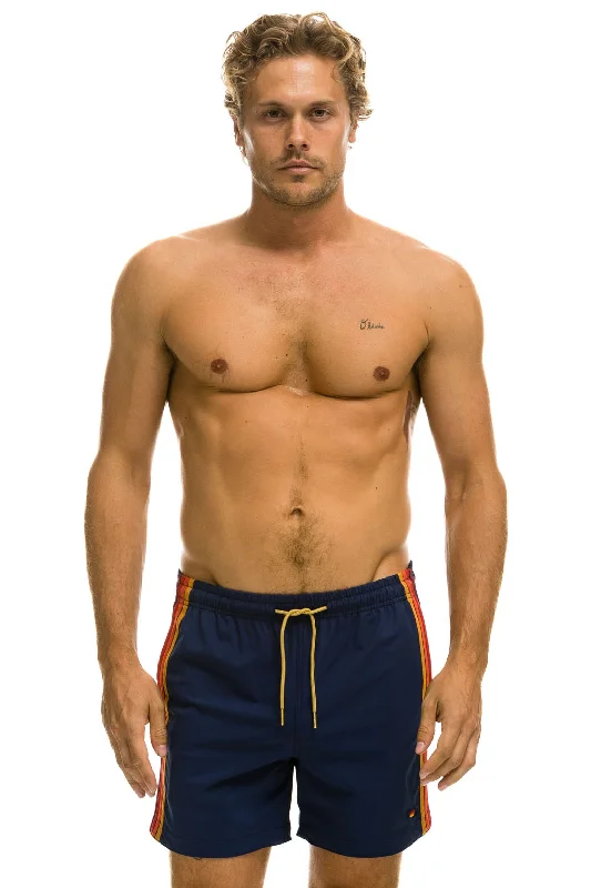 MEN'S 5 STRIPE FLEX SHORTS - NAVY Vintage Men's 1970S Disco