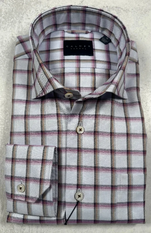 Calder Carmel Ultimate Brushed Oxford Windowpane Sport Shirt in Lavender Edgy Men's Punk