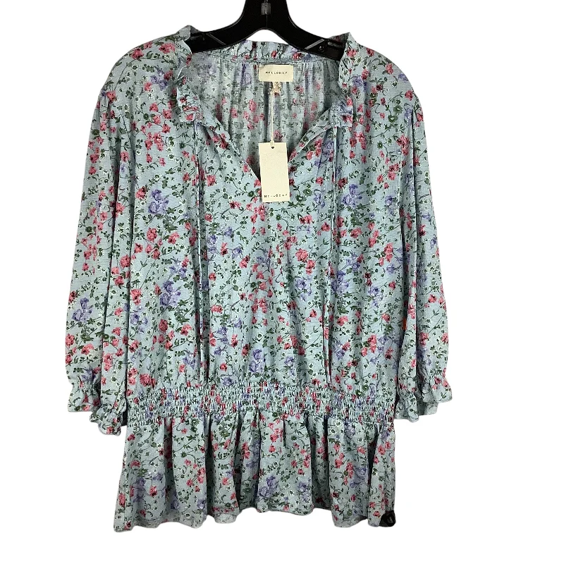 Top Long Sleeve By Melloday In Floral Print, Size: 1x Traditional Men's Wool