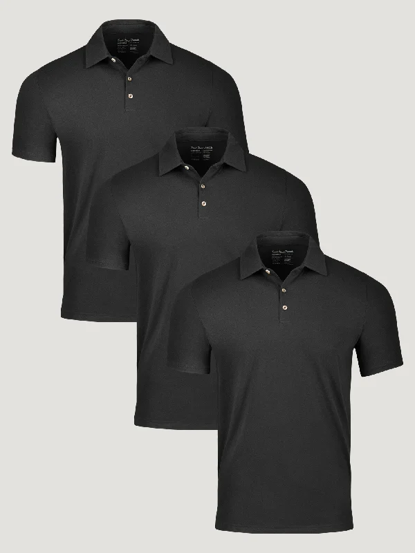 All Black Polo 3-Pack Relaxed Men's Australian 