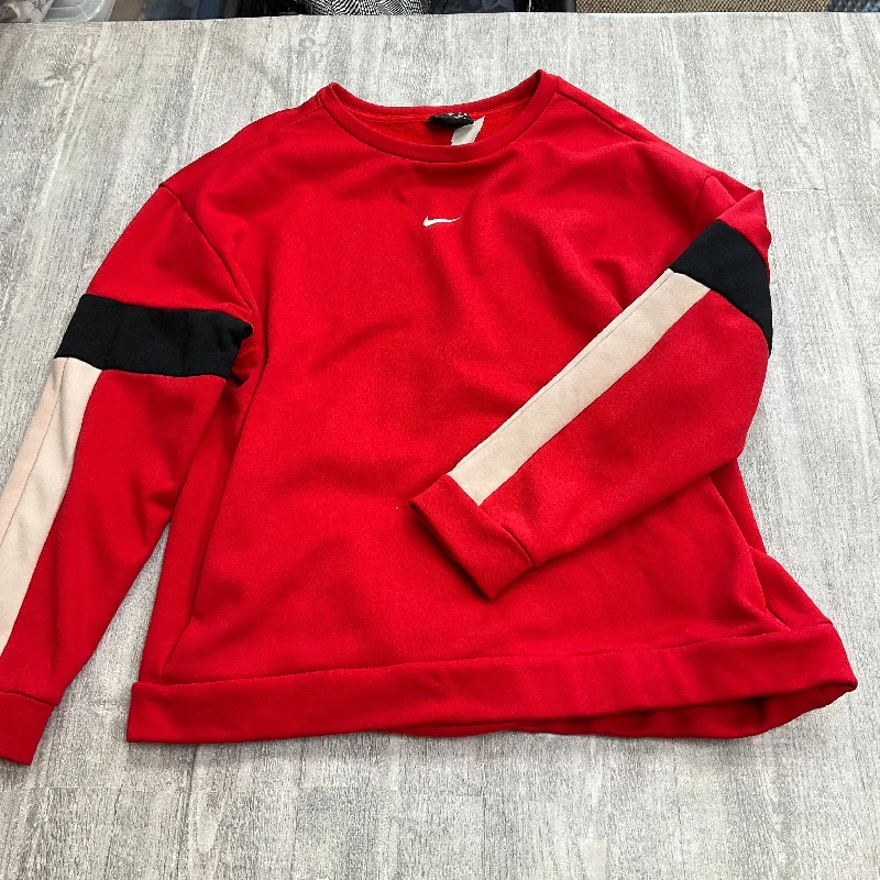 Athletic Top Long Sleeve Crewneck By Nike In Red, Size: M Refined Men's European