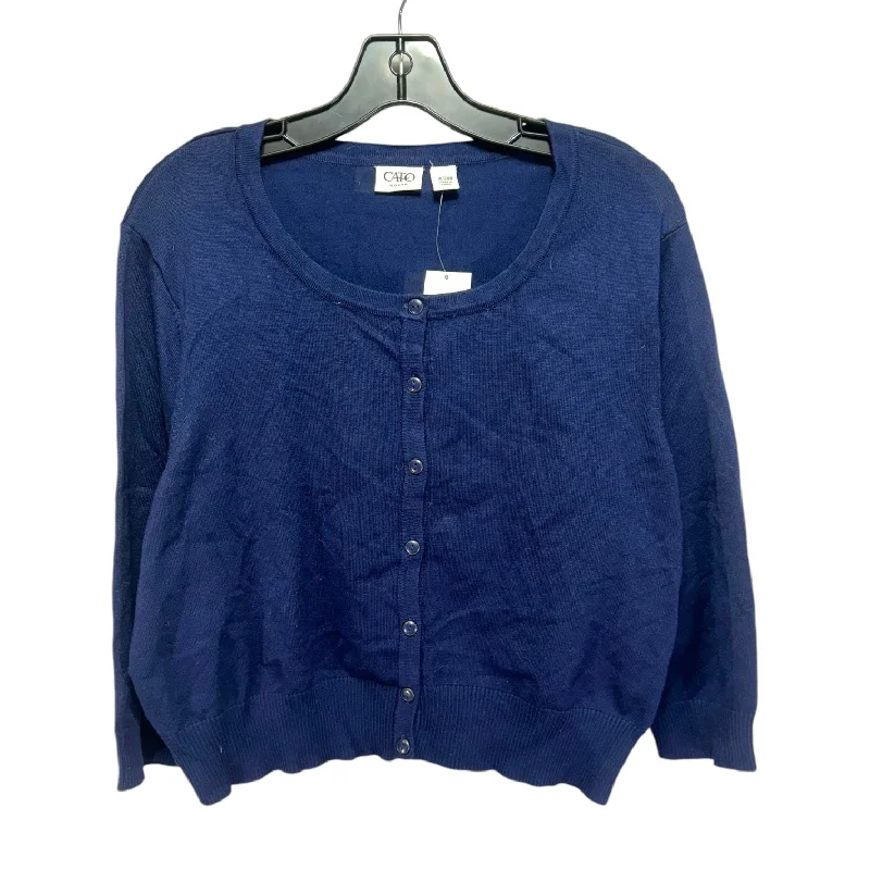 Sweater Cardigan By Cato In Blue, Size: 18 Monochromatic Office Style