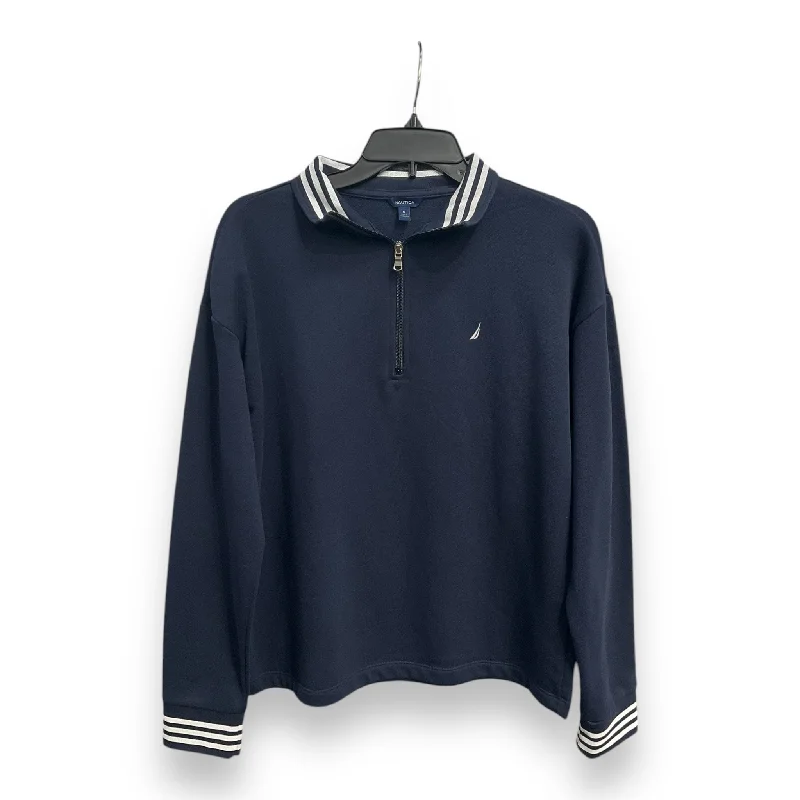 Athletic Top Long Sleeve Collar By Nautica In Blue, Size: M Cool Men's Distressed