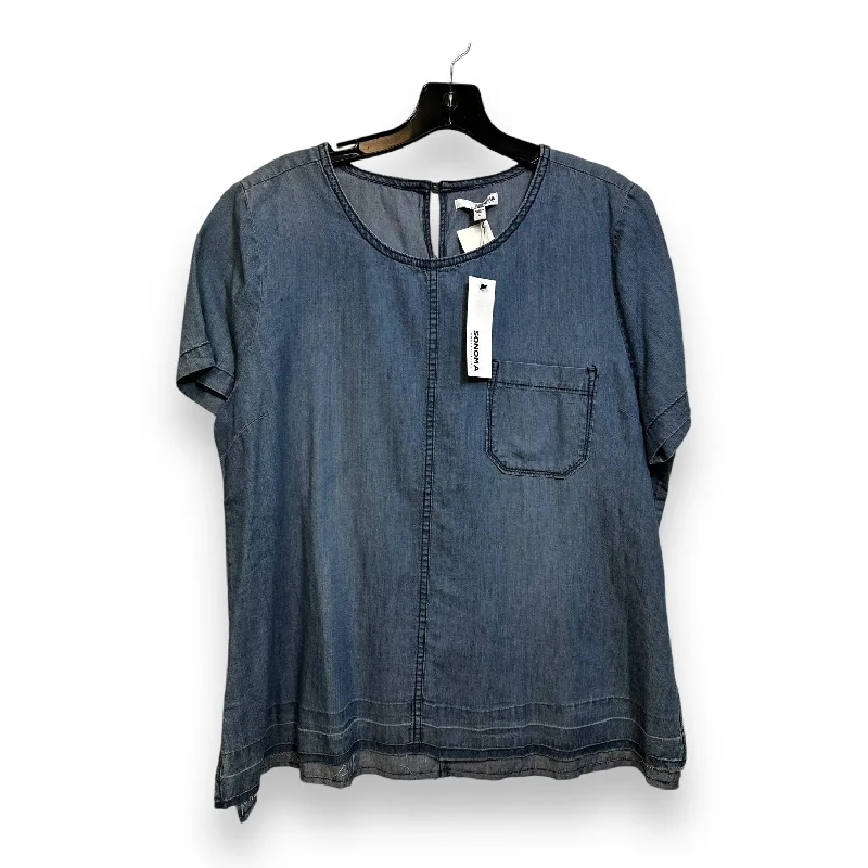 Top Short Sleeve By Sonoma In Blue Denim, Size: L Modern Men's Geometric