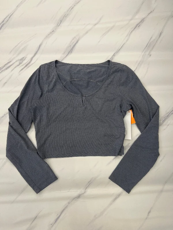 Athletic Top Long Sleeve Collar By Lululemon In Grey, Size: 8 Monochromatic All