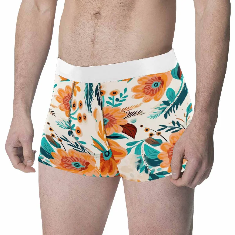 Boho Retro Floral  Men's All Over Print Boxer Briefs (Made In AUS) Modern Men's Geometric